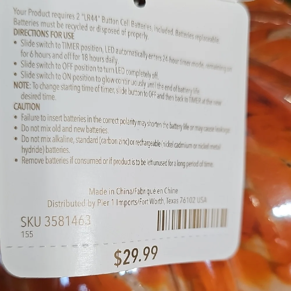 Pier 1 ART GLASS collection LIGHTED Orange Glass Pumpkin - Picture 4 of 8